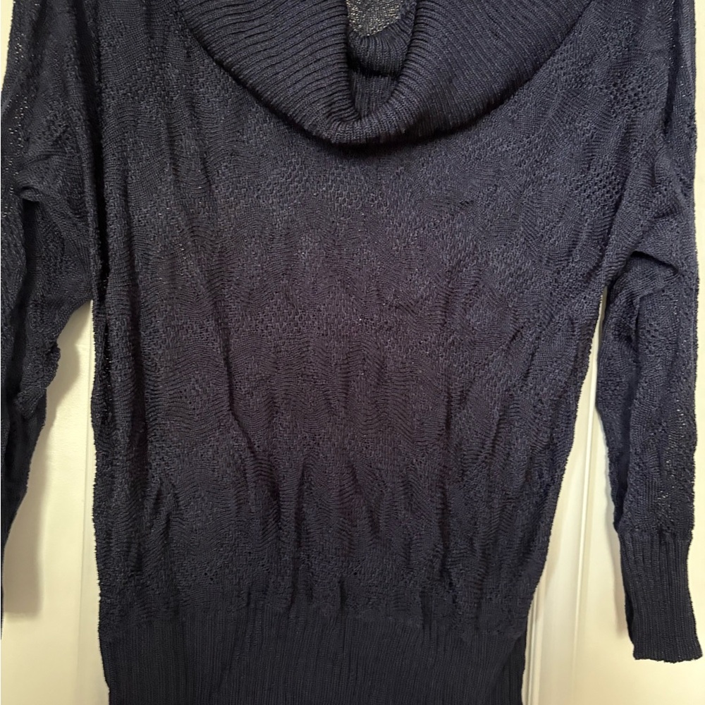 Cache Navy Cowl Neck Sweater